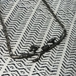 Spring themed necklace with birds and empty bird nest on a branch, choker, 17”